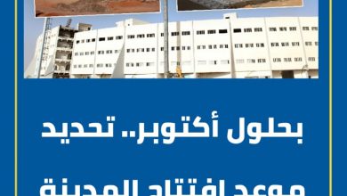 بحلول أكتوبر.. تحديد موعد افتتاح المدينة الرياضية. 3 المسار نيوز بحلول أكتوبر.. تحديد موعد افتتاح المدينة الرياضية.